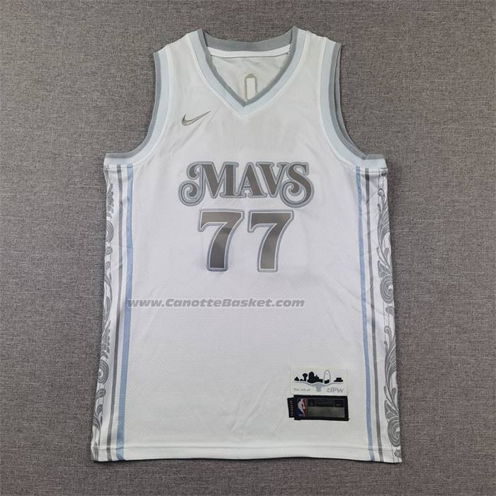Maglia Bambino Dallas Mavericks Luka Doncic No 77 Citta 2024-25 Bianco